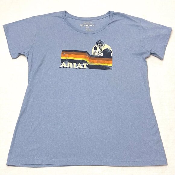 Ariat Women’s Retro Acres Blue T-Shirt Size XXL - Picture 1 of 4